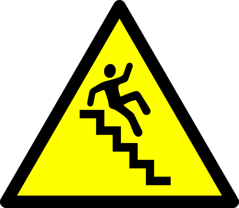 caution sign stairs